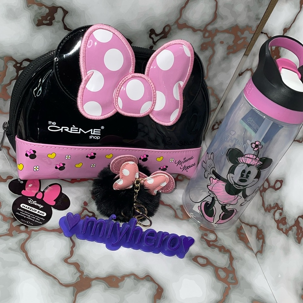 Disney 3pc bundle with Creme Shop makeup bag, Zak water bottle and keychain - Picture 1 of 5